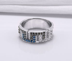 950 Platinum Ring with CZ and Ornament, Fashion Jewelry