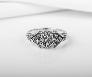 Sterling Silver Nature Ring with steams and Leaves, Unique Fashion Jewelry