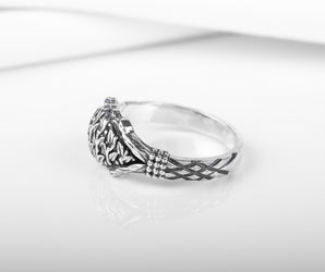 Sterling Silver Nature Ring with steams and Leaves, Unique Fashion Jewelry