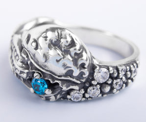 925 Silver Stylish Leaves ring with Gems, Unique handmade Jewelry