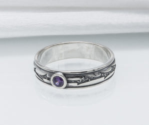 925 Silver Handmade Ring With Purple Gem, Unique Fashion Jewelry