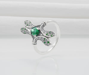 925 Silver Handmade Ring With Green Gems, Unique Fashion Jewelry