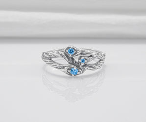 925 Silver Handmade Ring With Blue Gems, Unique Fashion Jewelry