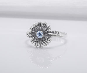 Minimalistic Flower Sterling Silver Ring, Handcrafted Jewelry