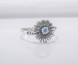 Minimalistic Flower Sterling Silver Ring, Handcrafted Jewelry