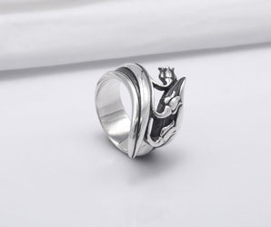 Sterling Silver Ring with Tiny Tulips, Handmade Classic Jewelry