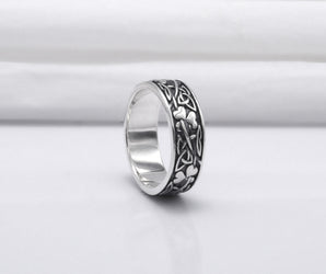 925 Silver Ring with Triquetra and Clover Symbols, Handmade Fashion Jewelry