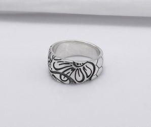 925 Silver Ring with Flowers and Honeycomb, Handmade Fashion Jewelry