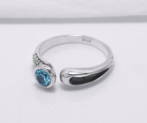 925 Silver Ring with Round Blue Cubic Zirconia fashion, Handcrafted Fashion Jewelry