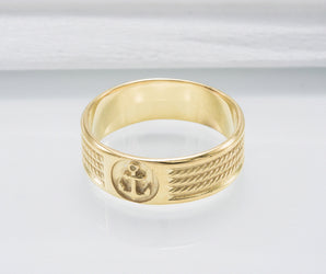 Ring with Anchor Symbol Ornament Style Gold Jewelry