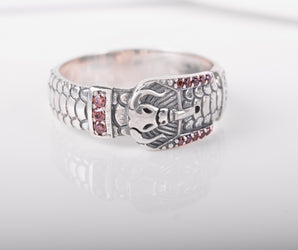 Unique Fashion Ring with Bull and Gems, 925 silver handmade Jewelry