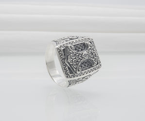 Sterling Silver Mjolnir Signet Ring, Handmade Jewelry