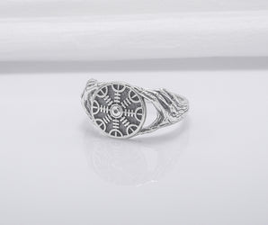 Minimalistic Helm of Awe Steerling Silver Ring, Handmade Jewelry