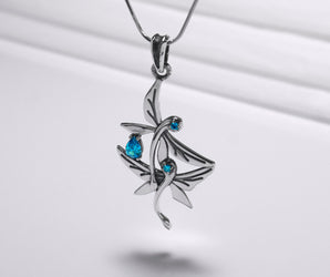 925 Silver Dragonflies Pendant with Blue Gems, Unique Fashion Jewelry